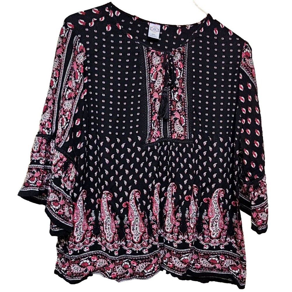 Bila Babydoll Peasant Top Size 2X Cool and Flowy